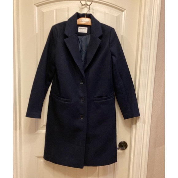 Oversized navy wool blend button down coat, XS (runs large!) - Picture 3 of 6